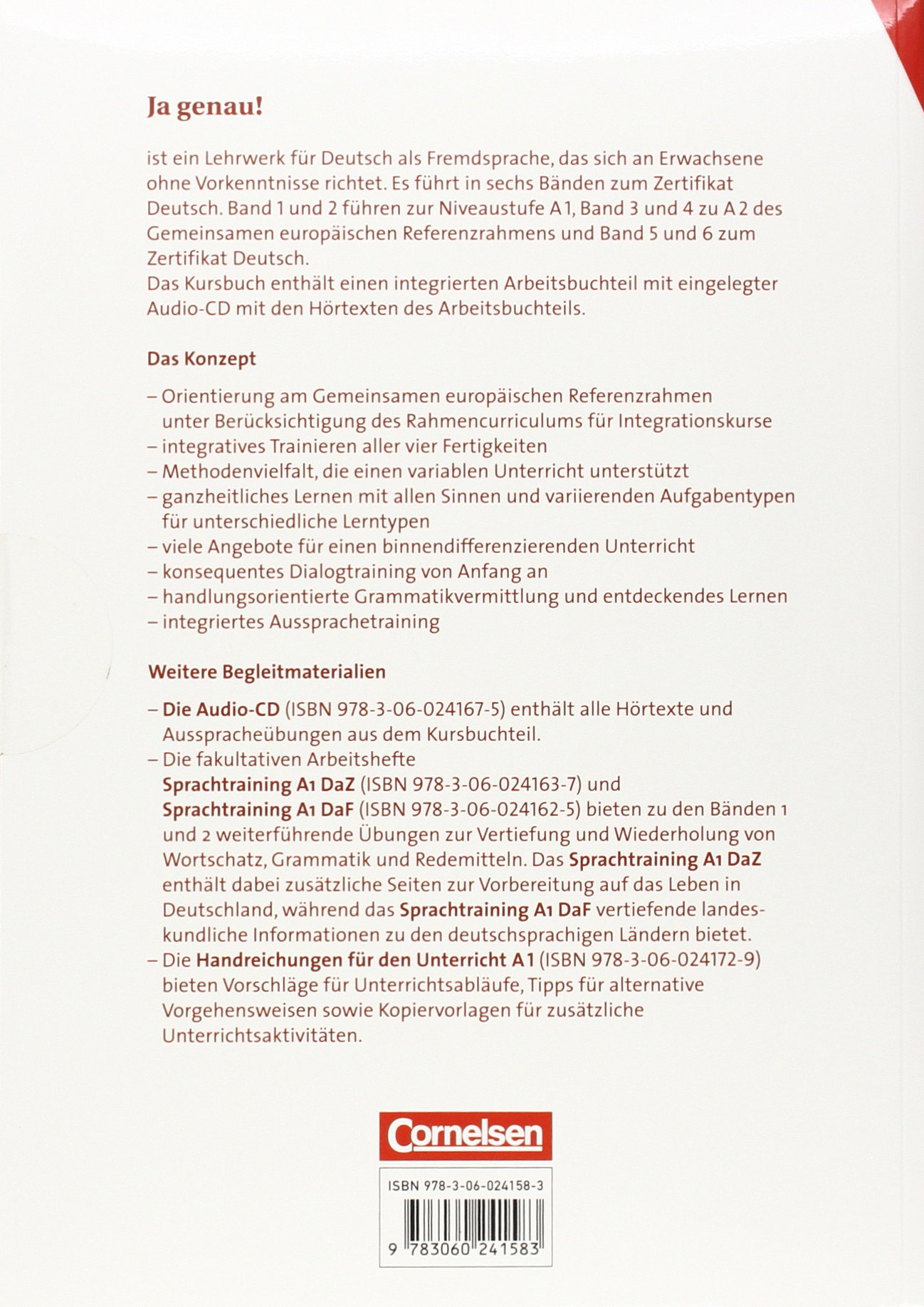 JA Genau! A1 Kurs- Und Ubungsbuch mit Losungen und CD Band 1 und 2