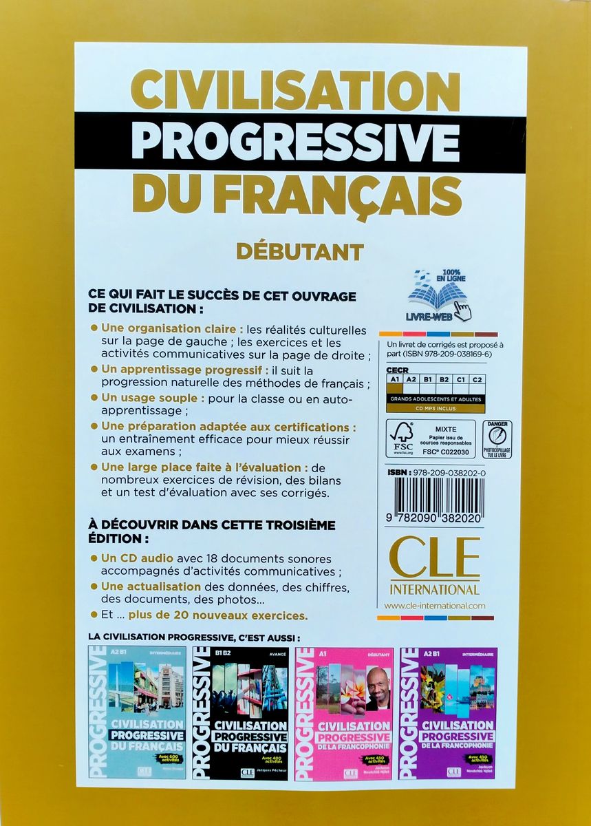 Civilisation Progressive du Francais 3eme edition Debutant A1 Livre + CD + web