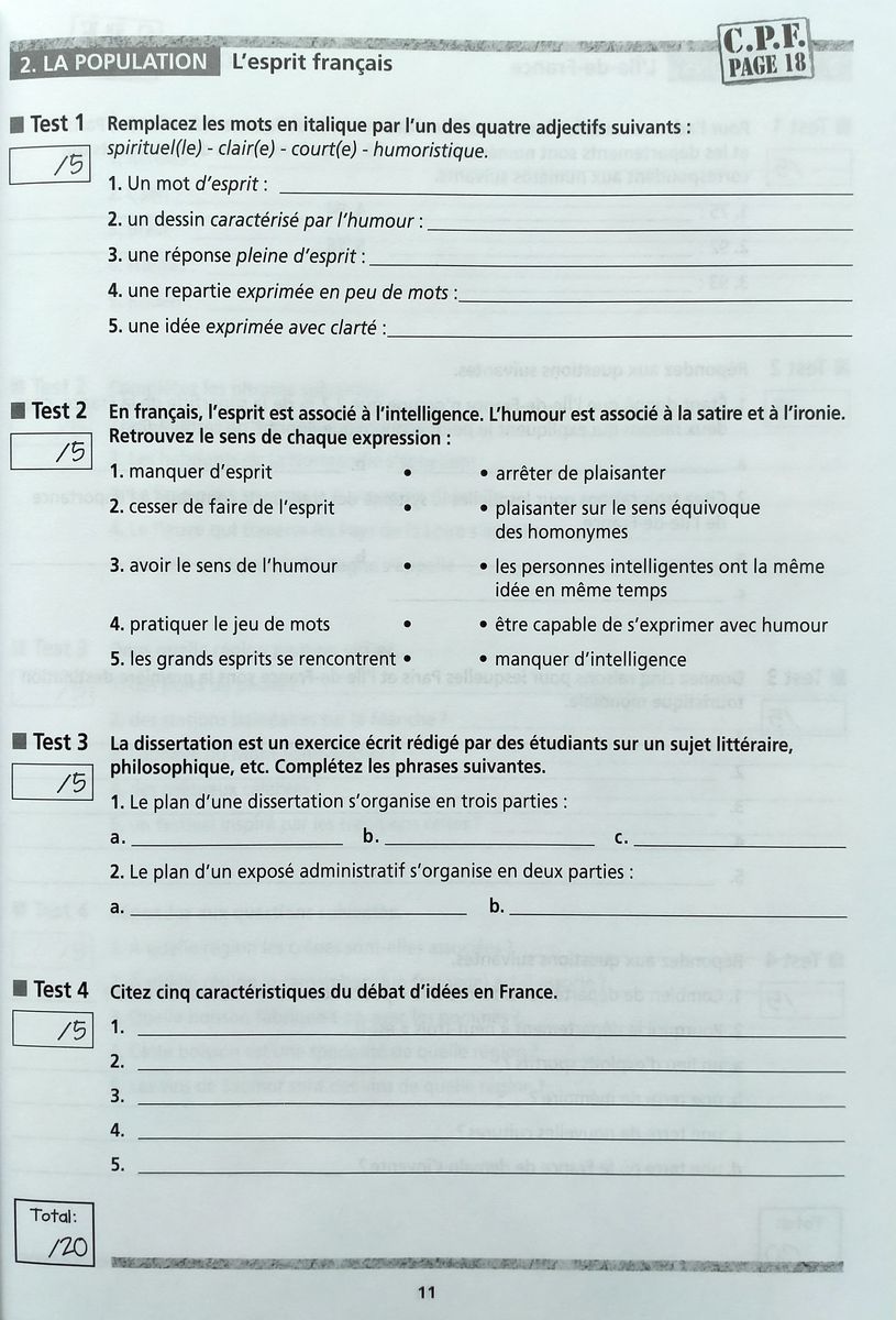 Civilisation Progressive du Francais Intermediaire Tests d'evaluation