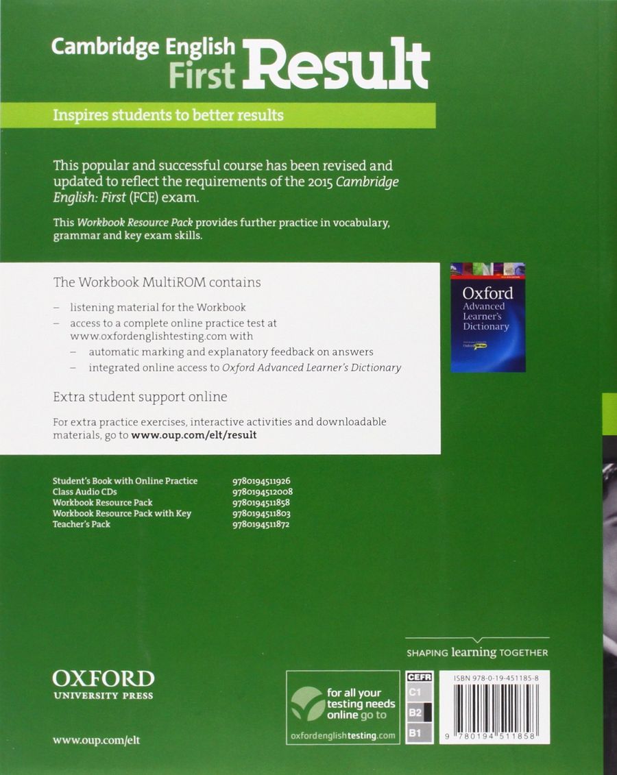 Cambridge English First Result (2015 exam) Workbook Resource Pack Without Key