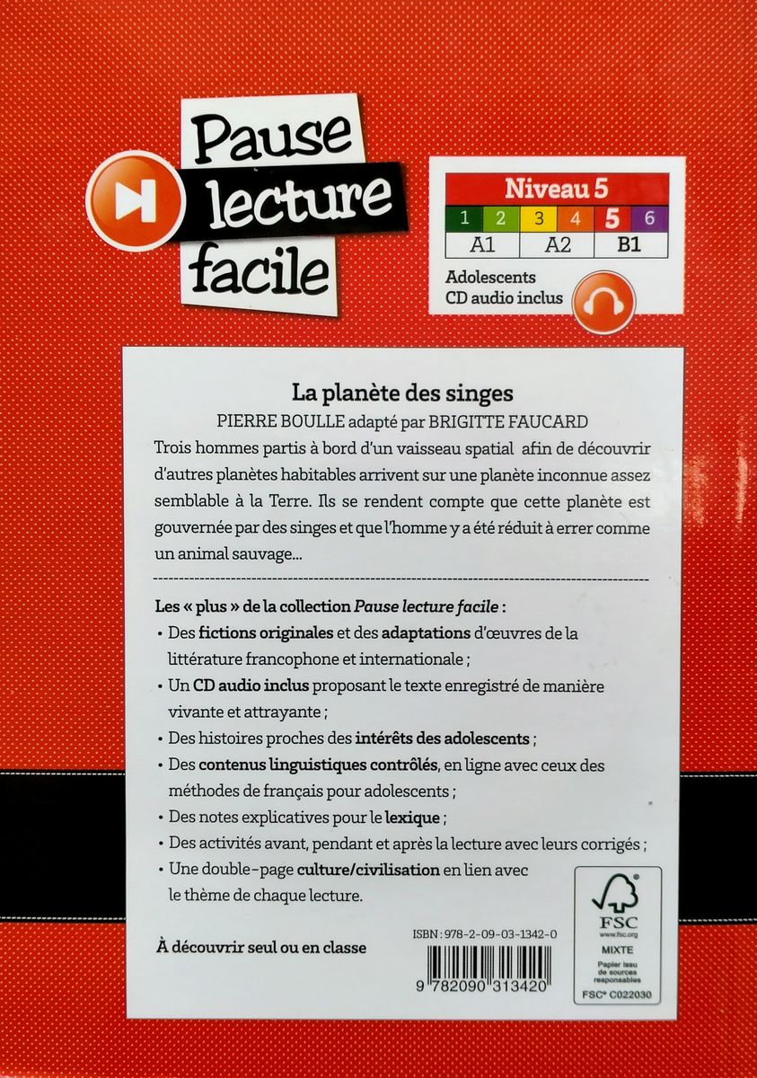 Pause Lecture Facile 5 La Planete des Singes + CD