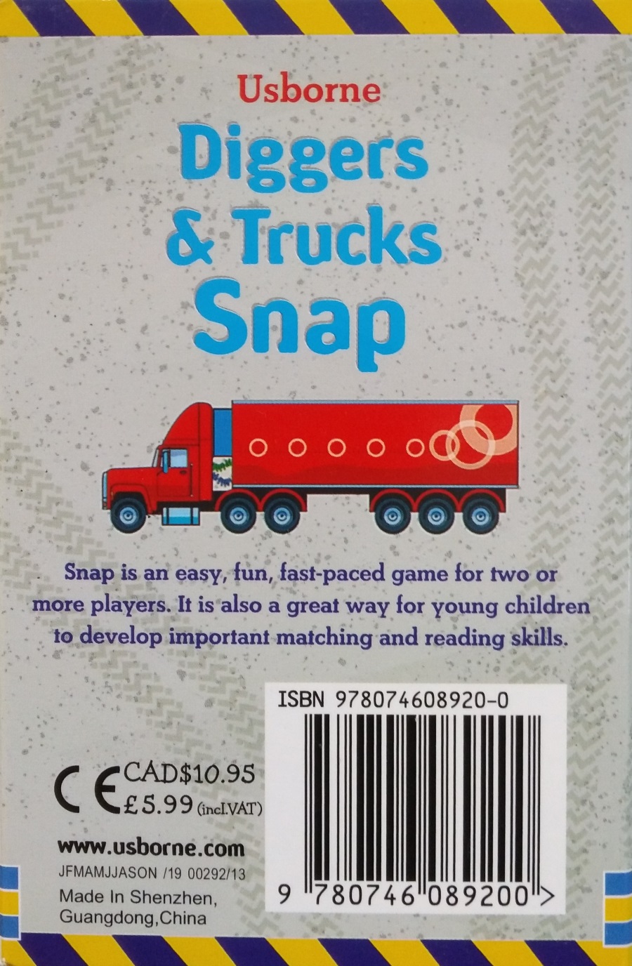 Usborne Trucks and Diggers Snap Cards