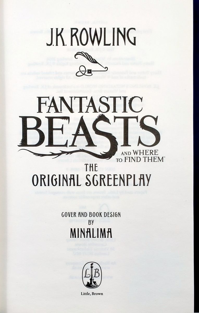 Fantastic Beasts and Where to Find Them The Original Screenplay Hardback