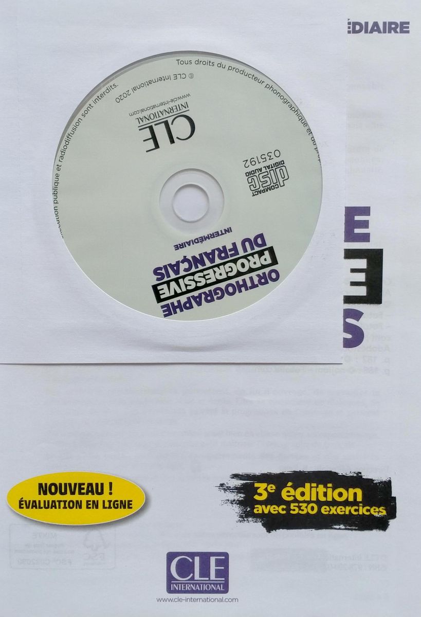 Orthographe Progressive du Francais 3eme edition Intermediaire A2-B1 Livre + CD + web