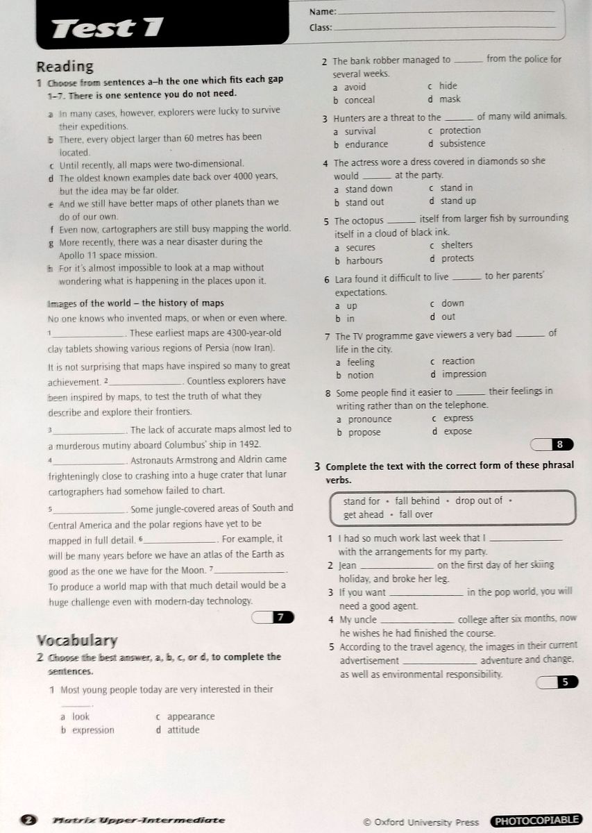 Matrix Upper-Intermediate Tests