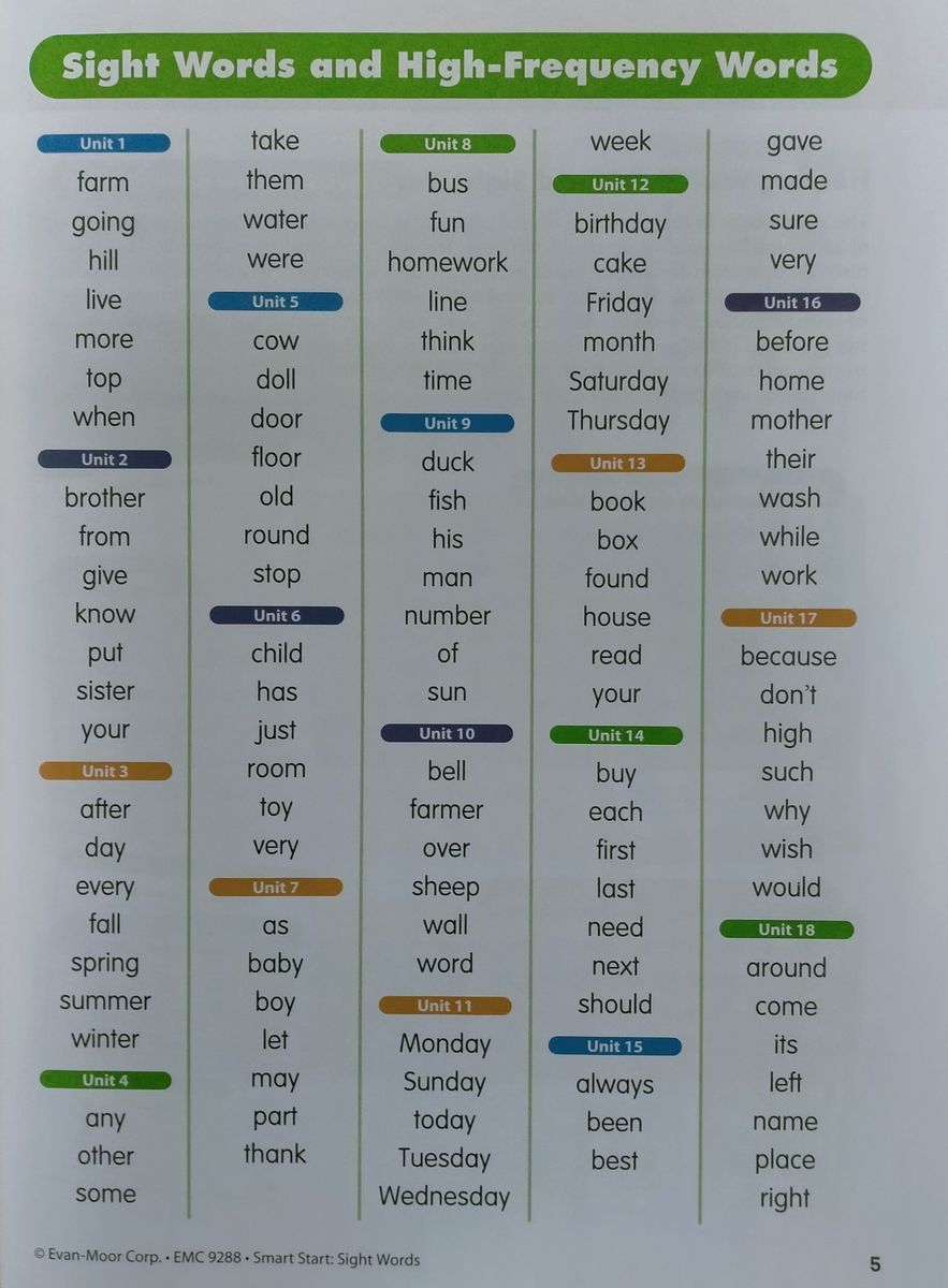 Smart Start Sight Words Grade K