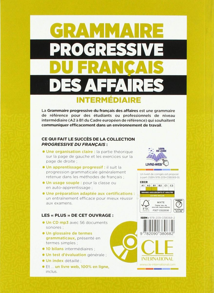 Grammaire Progressive du Francais des Affaires 2eme edition Intermediaire A2-B1 Livre + CD + web