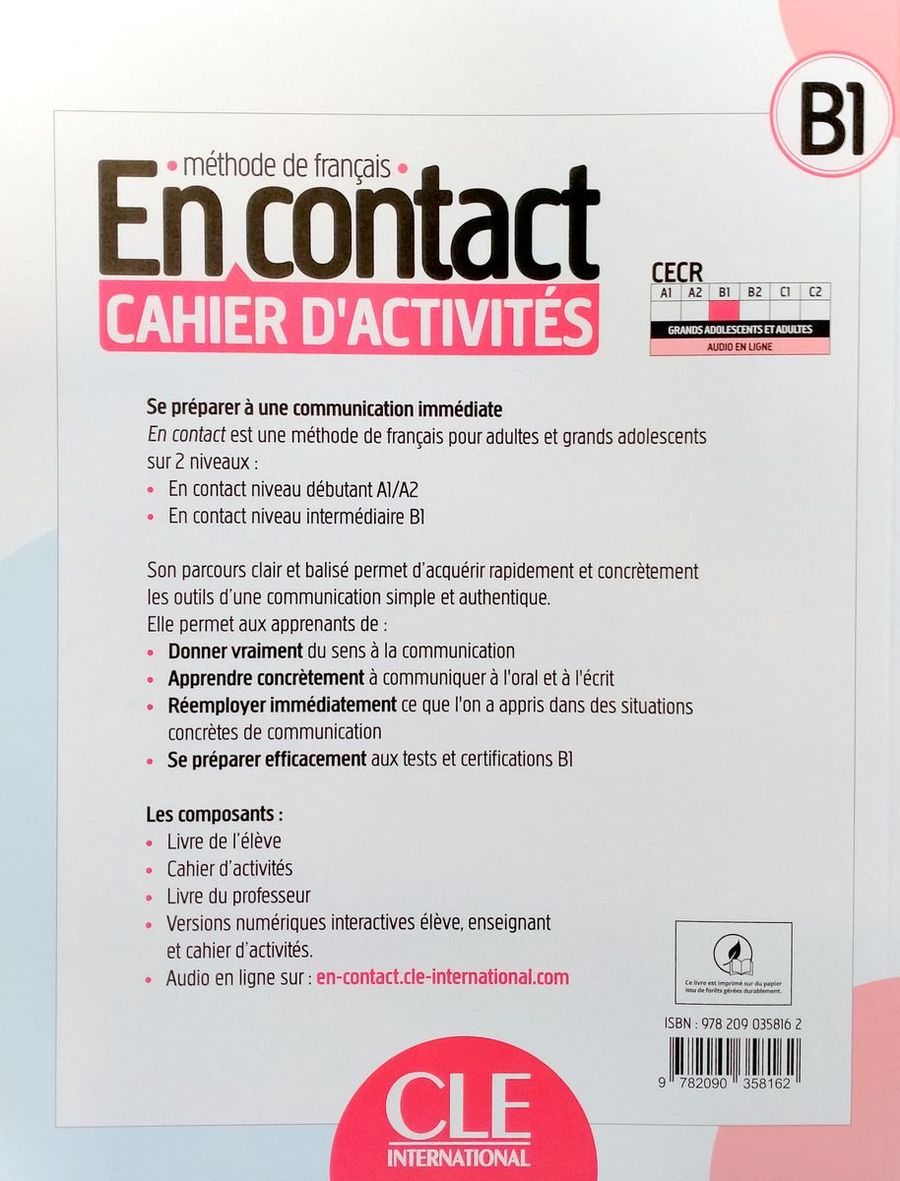 En contact B1 Cahier d'activites + audio telechargeable