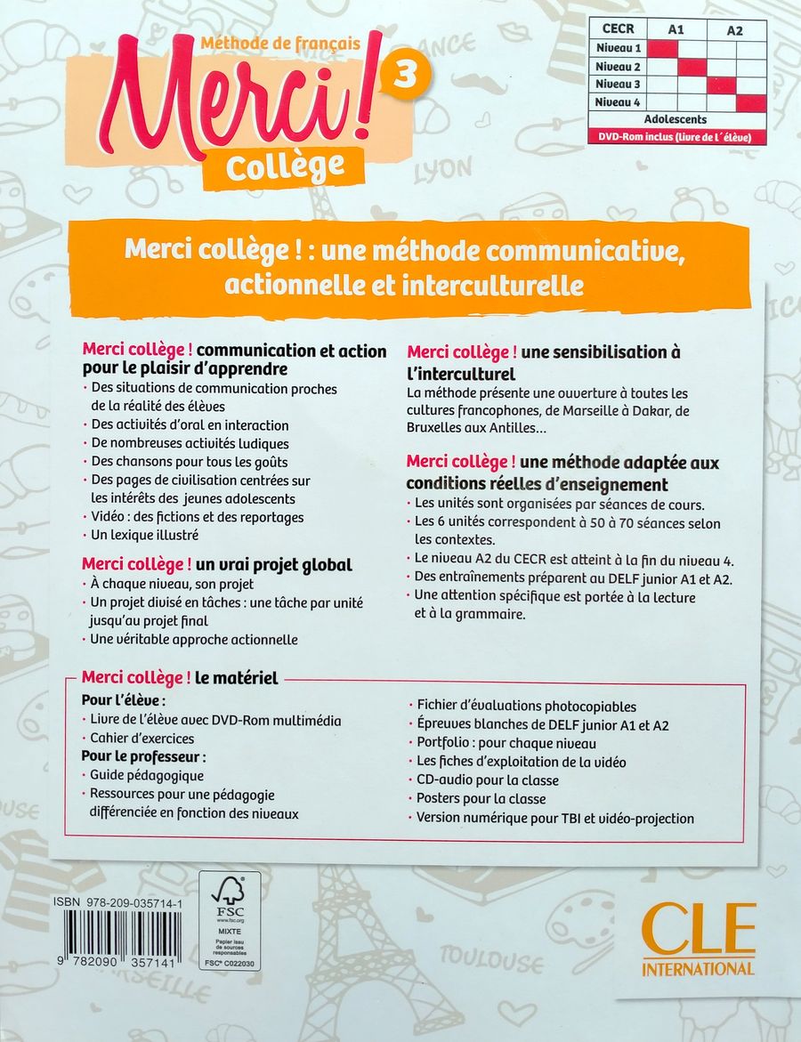 Merci! College 3 (A2) Livre de l'eleve + Cahier d'activites + DVD