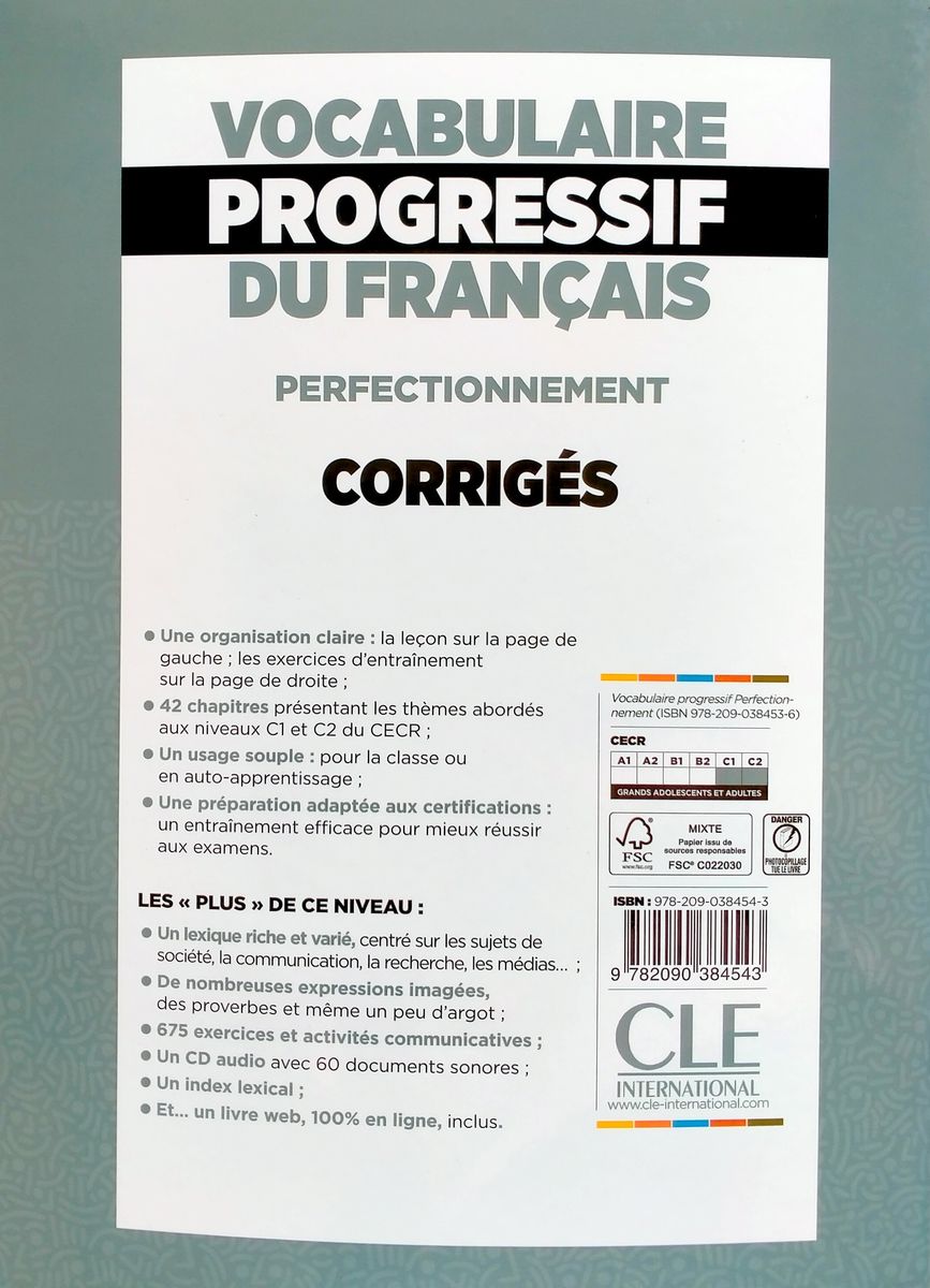 Vocabulaire Progressif du Francais Perfectionnement C1-C2 Corriges (ответы)  Nouvelle couverture