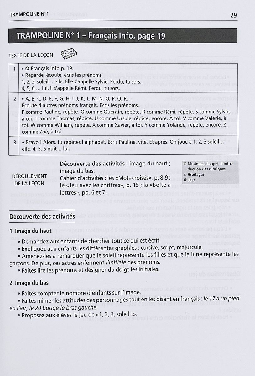 Trampoline 1 Guide de classe