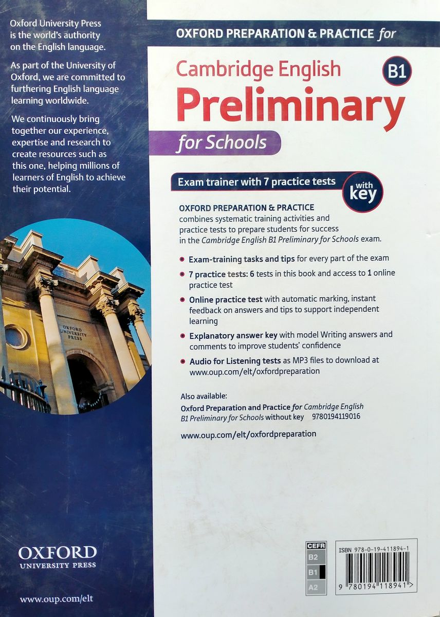 Oxford Preparation and Practice for Cambridge English B1 Preliminary for Schools Exam Trainer with Key