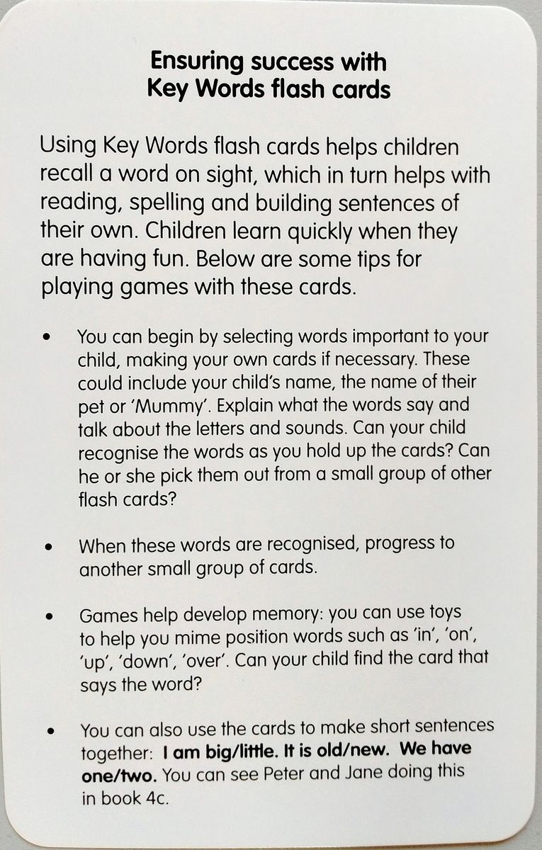 Key Words Flash Cards