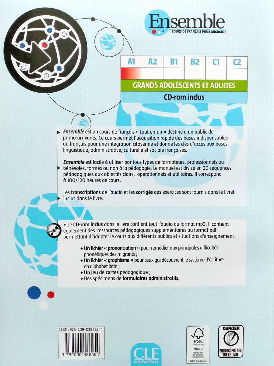 Ensemble A1.1 Cours de francais pour migrants Livre + CD audio