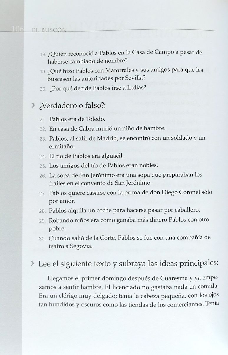 Literatura hispanica de Facil Lectura El Buscon + Audio