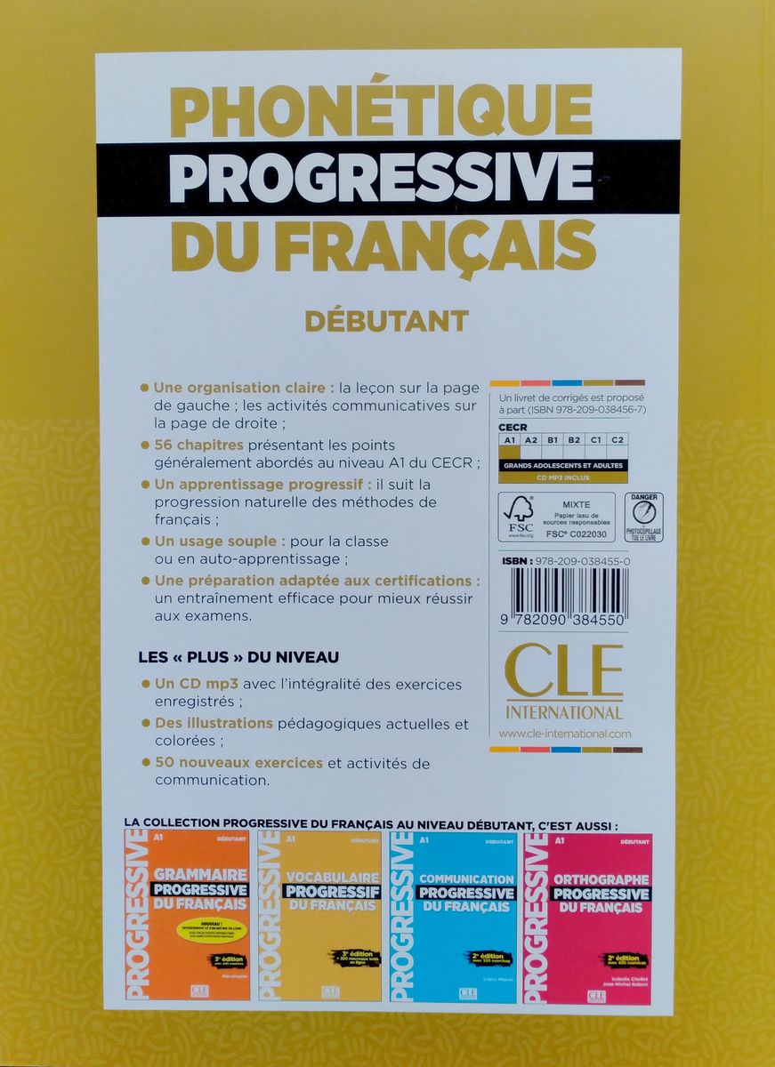 Phonetique Progressive du Francais 2eme edition Debutant A1 Livre + CD audio