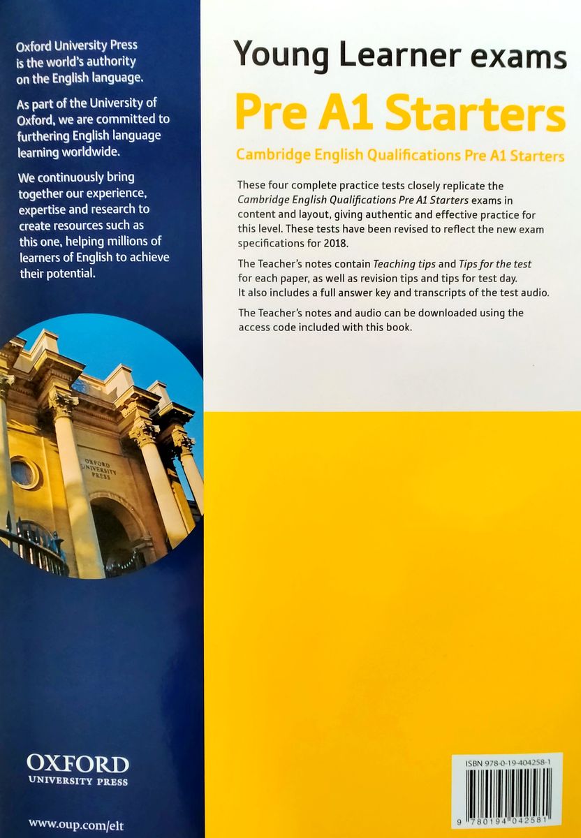 Cambridge English Qualifications Young Learners Practice Tests Pre A1 Starters with Downloadable and Teachers' Notes