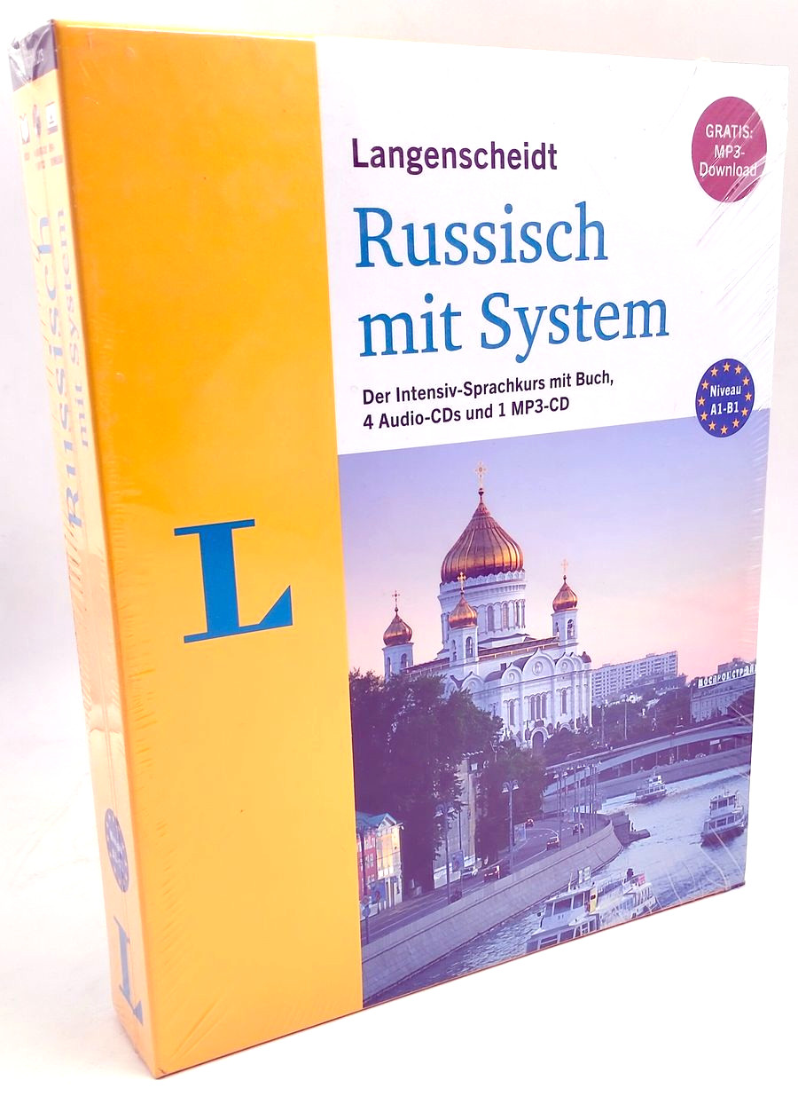 Комплект на немецком языке Langenscheidt Russian with System – для изучающих русский язык как иностранный: учебник, 4 аудиодиска и 1 MP3-диск