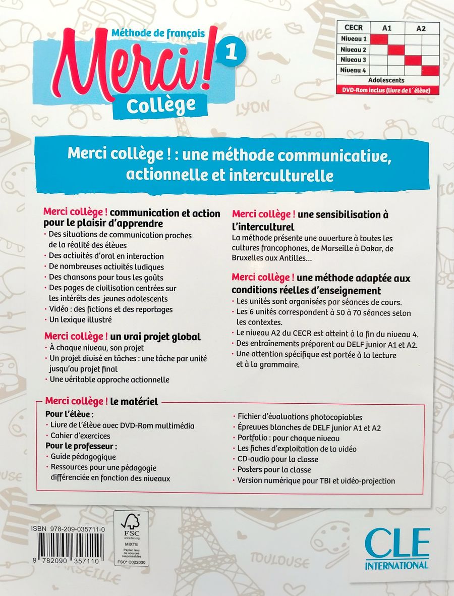 Merci! College 1 (A1) Livre de l'eleve + Cahier d'activites + DVD