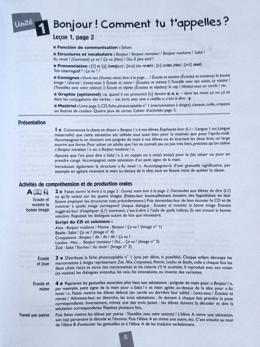 Alex et Zoe Plus 1 Guide pedagogique