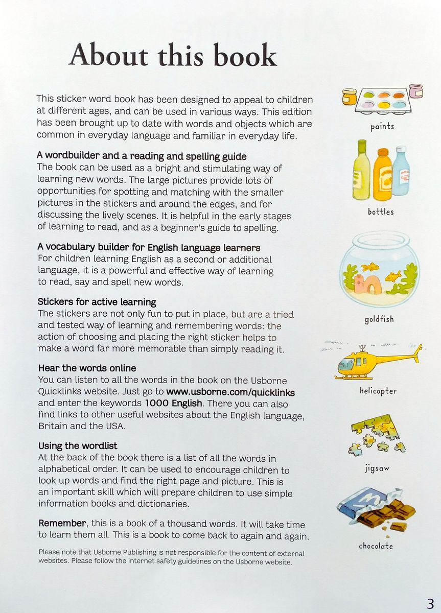 The Usborne First Thousand Words in English Sticker Book