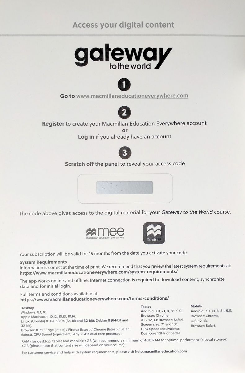 Gateway to the World A1+ Workbook with Digital Workbook