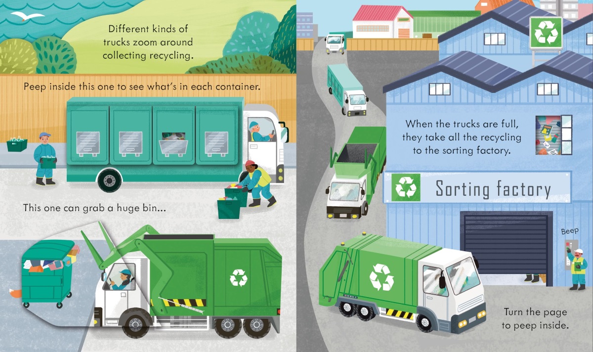 Usborne Peep Inside How a Recycling Truck Works
