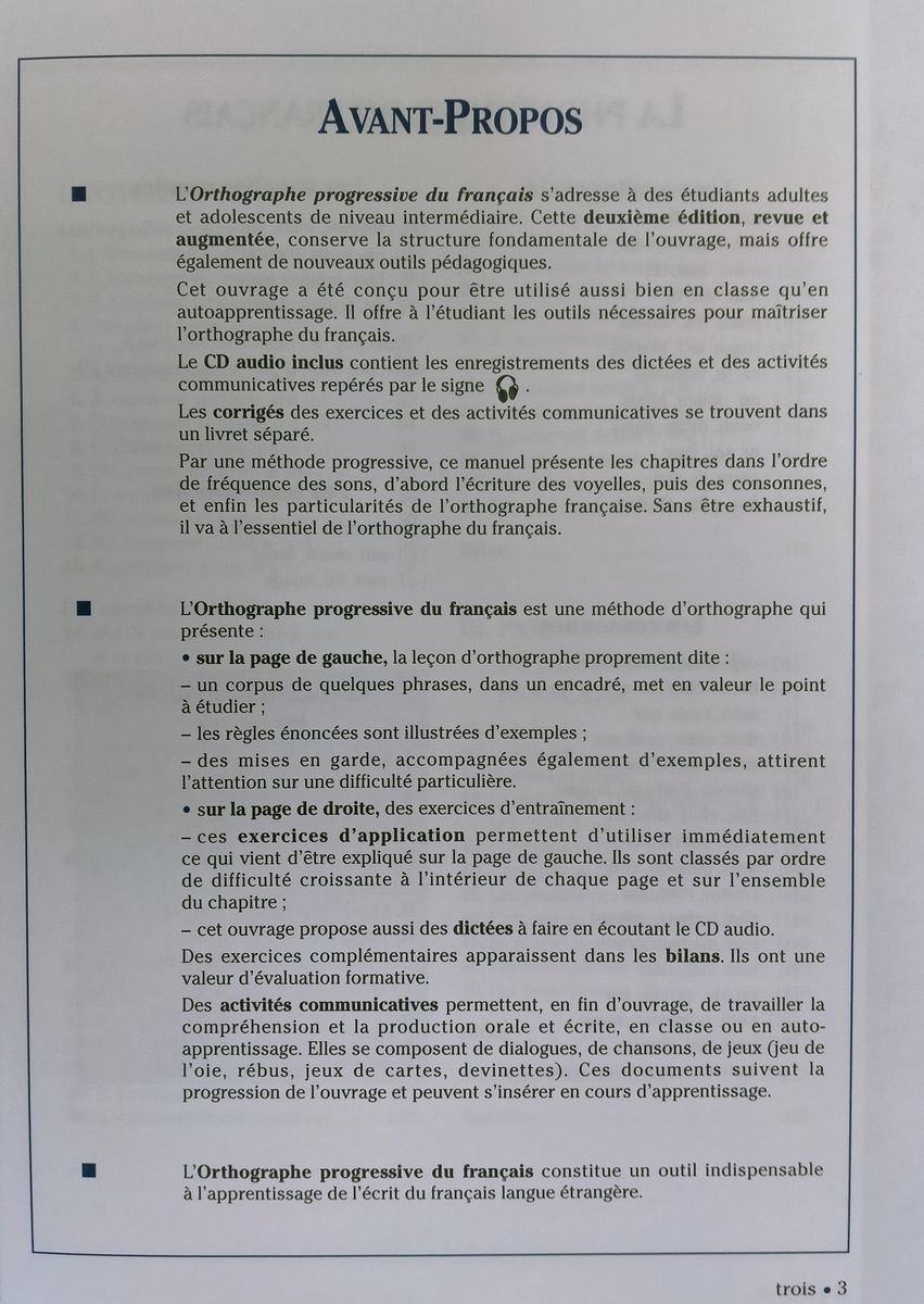 Orthographe Progressive du Francais 2eme edition Intermediaire Livre + CD audio