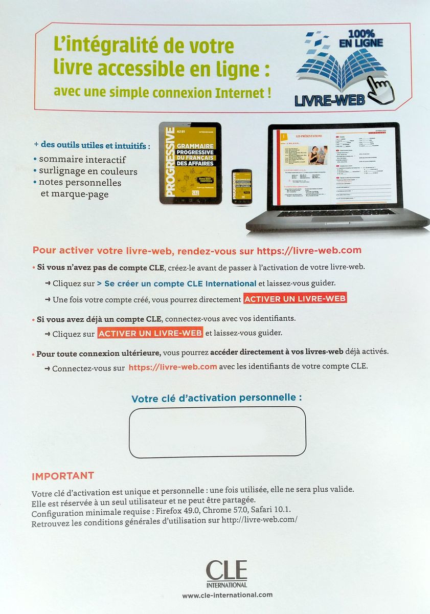 Grammaire Progressive du Francais des Affaires 2eme edition Intermediaire A2-B1 Livre + CD + web