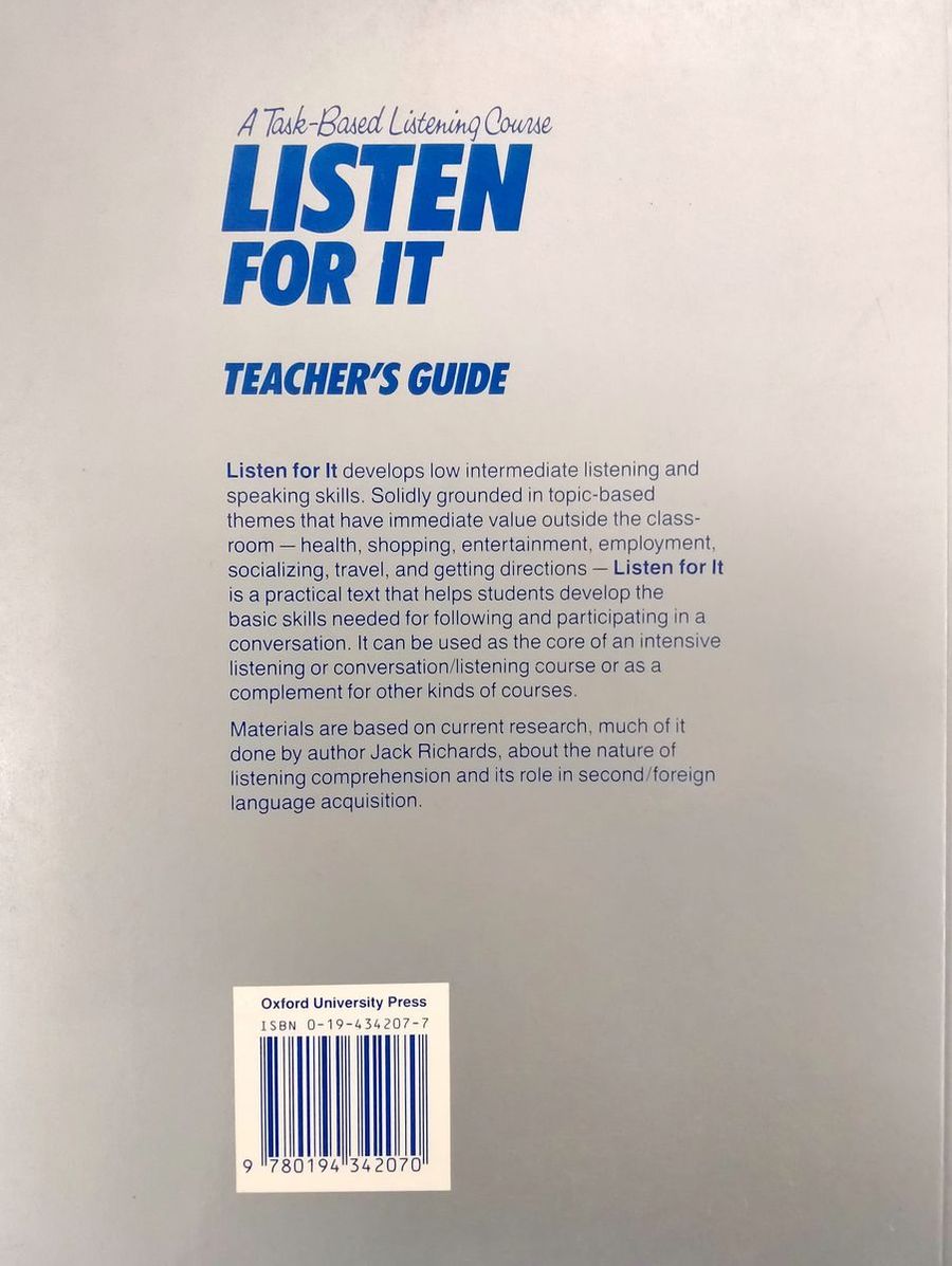 Listen for It Teacher's Book