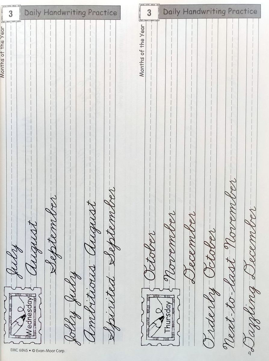 Daily Handwriting Practice Traditional Cursive Grades K-6 Student Workbook
