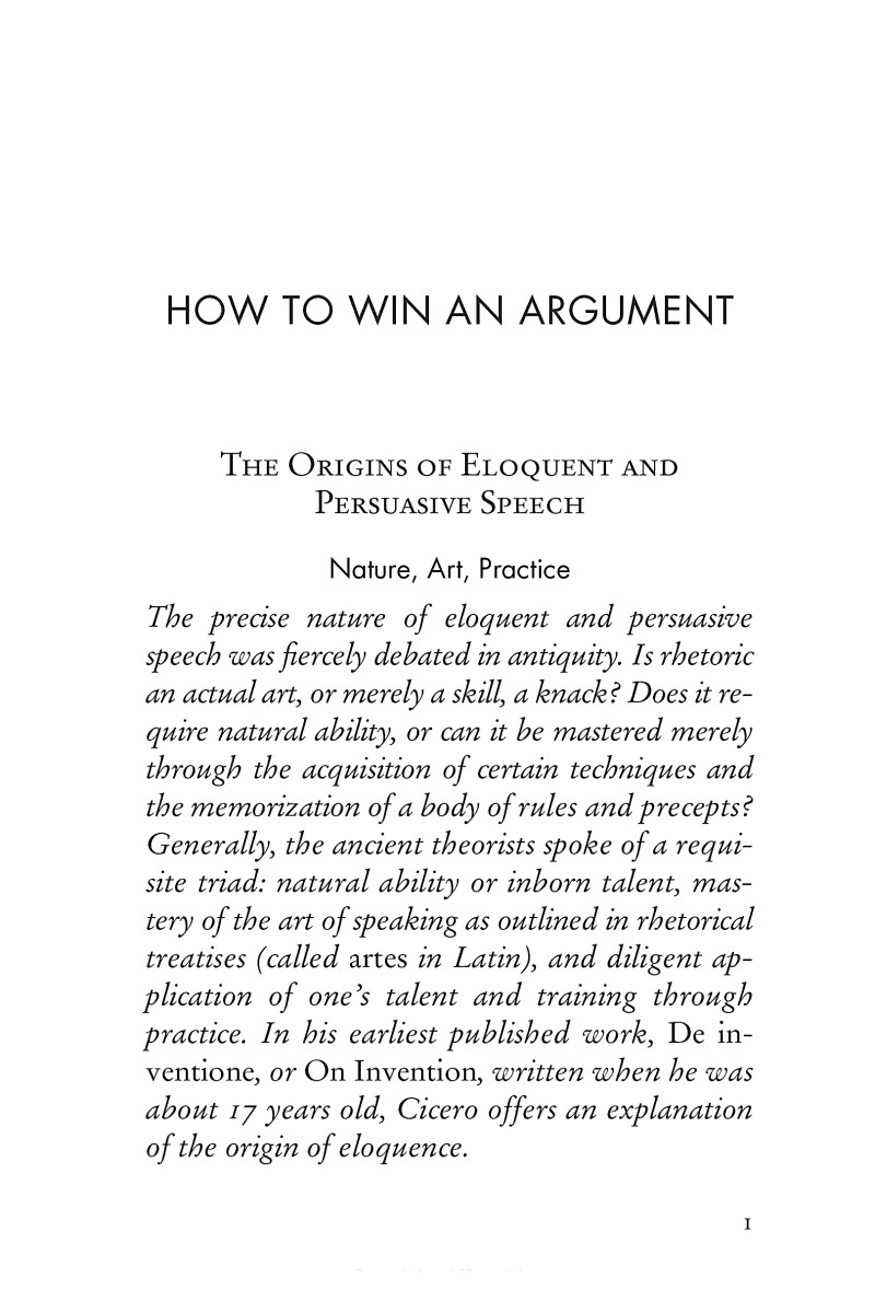 How to Win an Argument An Ancient Guide to the Art of Persuasion