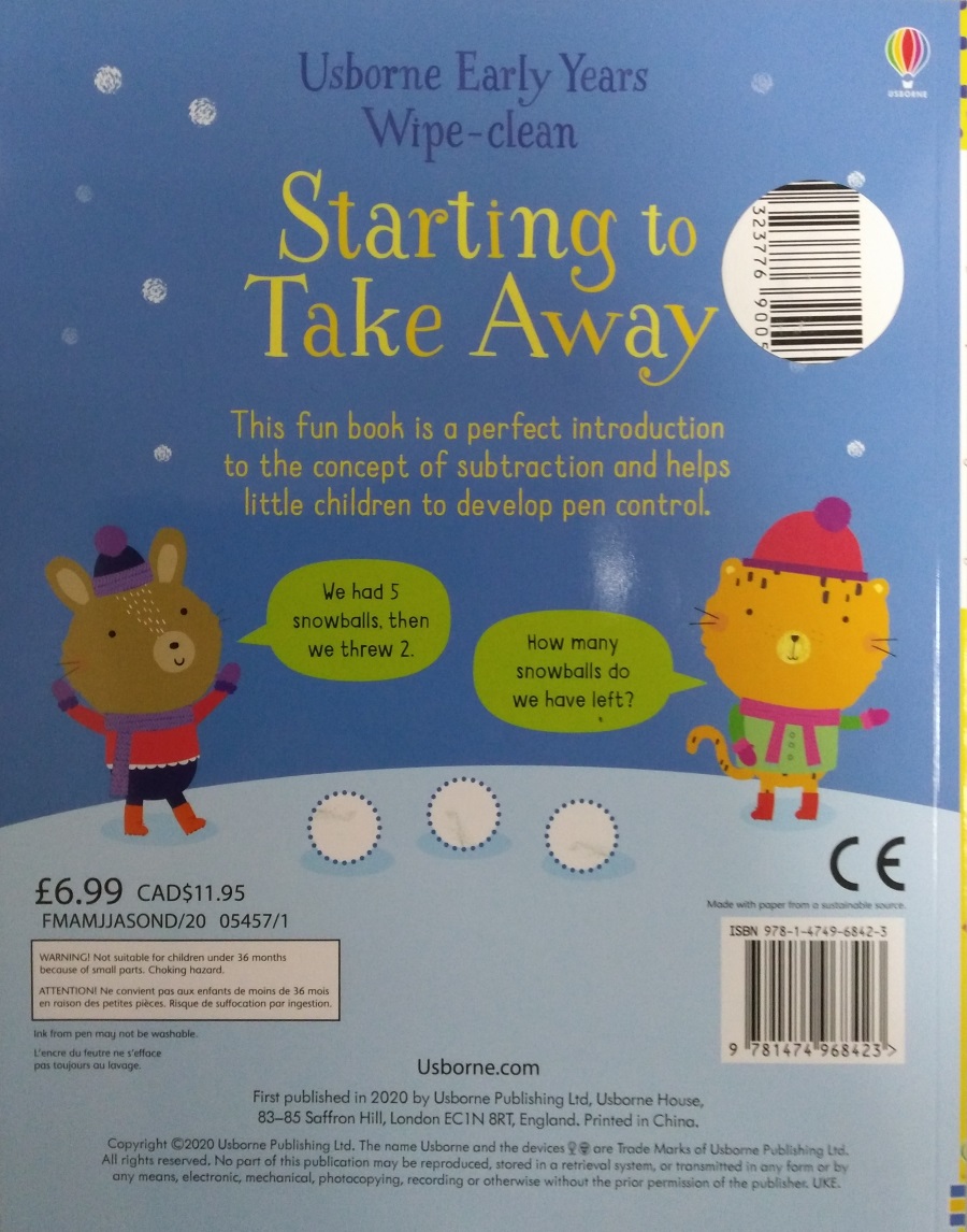 Usborne Early Years Wipe-Clean Starting to Take Away