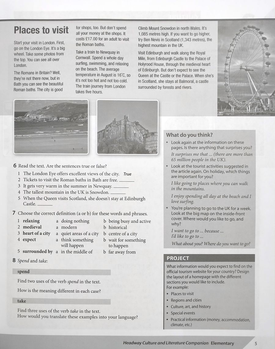 Headway (5th edition) Elementary Culture and Literature Companion