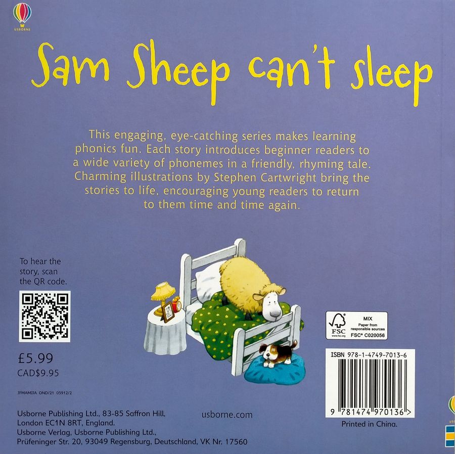 Usborne Phonics Readers Sam Sheep Can't Sleep