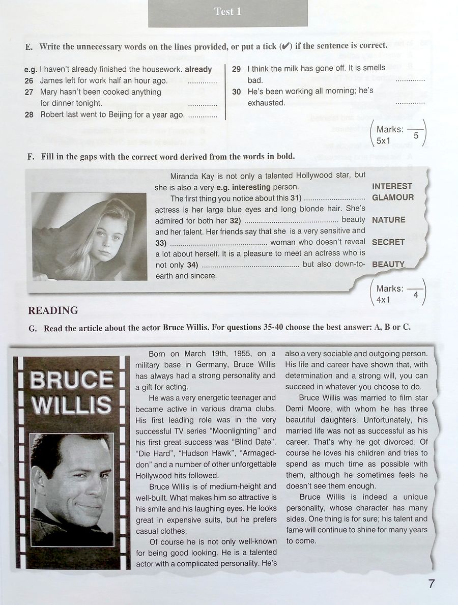 Enterprise 3 Pre-Intermediate Test Booklet
