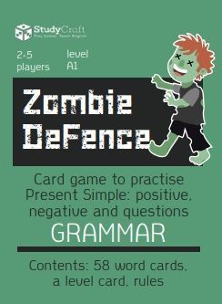 Карточная игра Zombie DeFence Card Game to Practice Present Simple