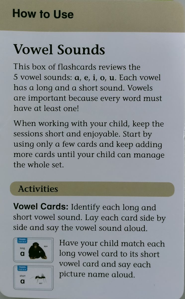 Learning Line Flashcards Vowel Sounds