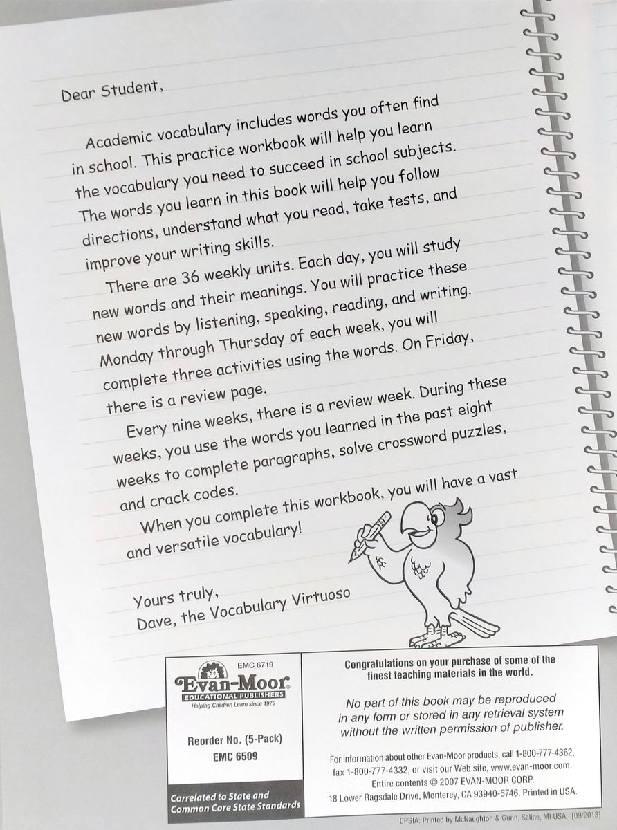 Daily Academic Vocabulary Grade 4 Student Workbook