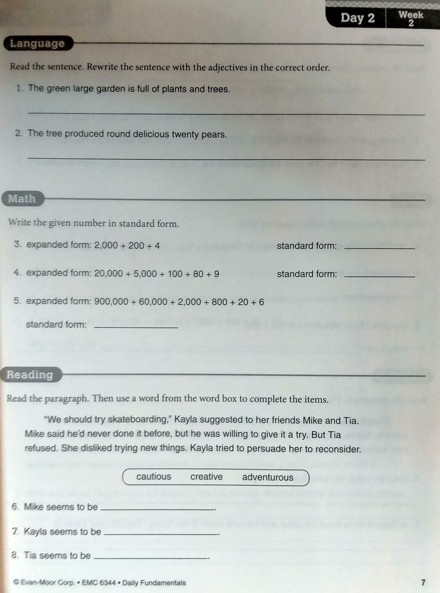 Daily Fundamentals Grade 4 Student Workbook