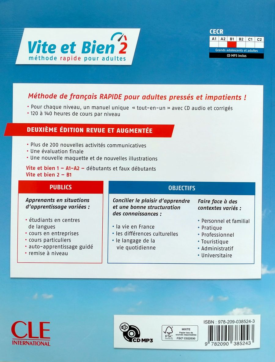Vite et bien 2eme edition 2 B1 Livre + CD audio + corriges