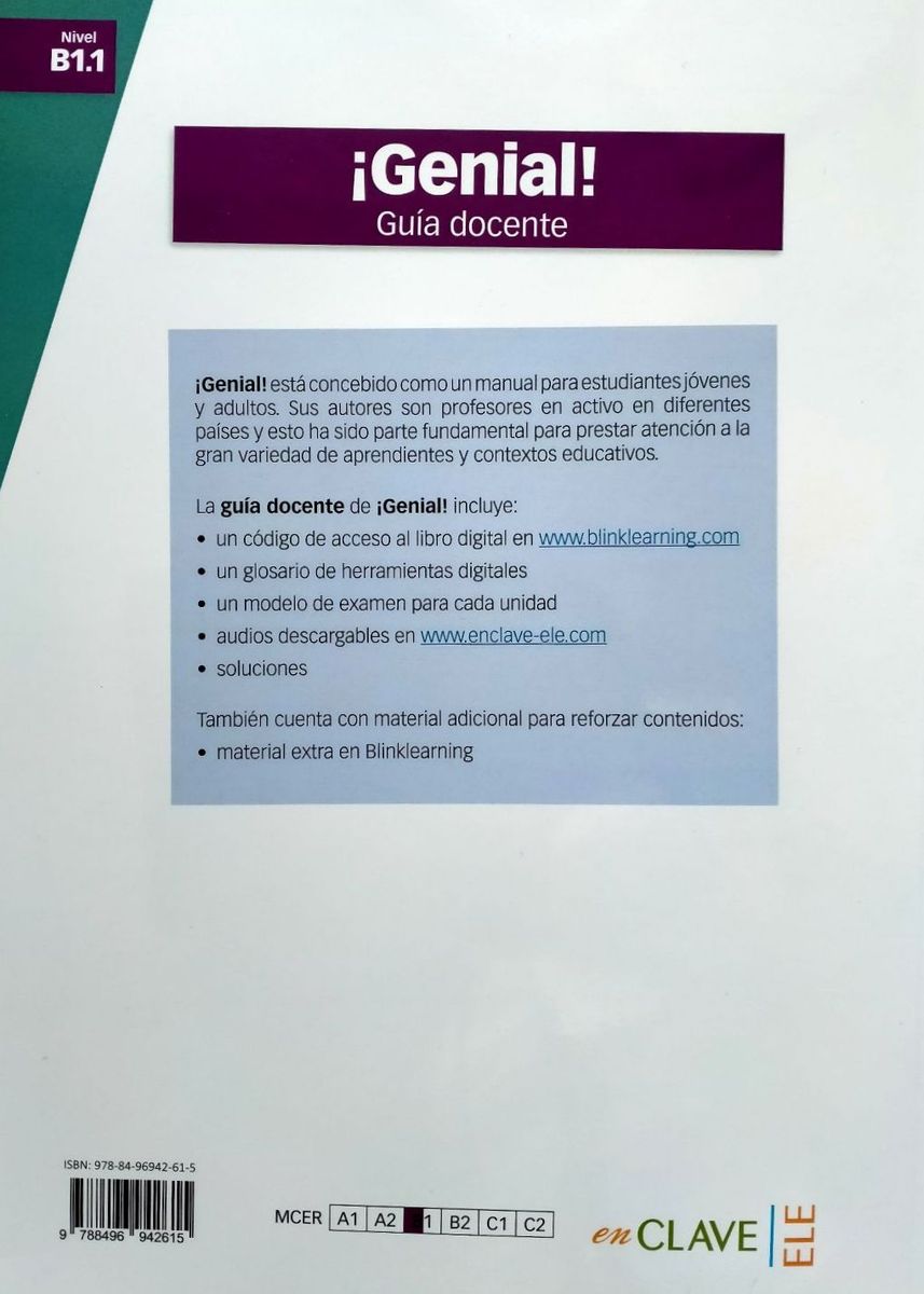 Genial! B1.1 Curso de espanol Guia del profesor + digital code