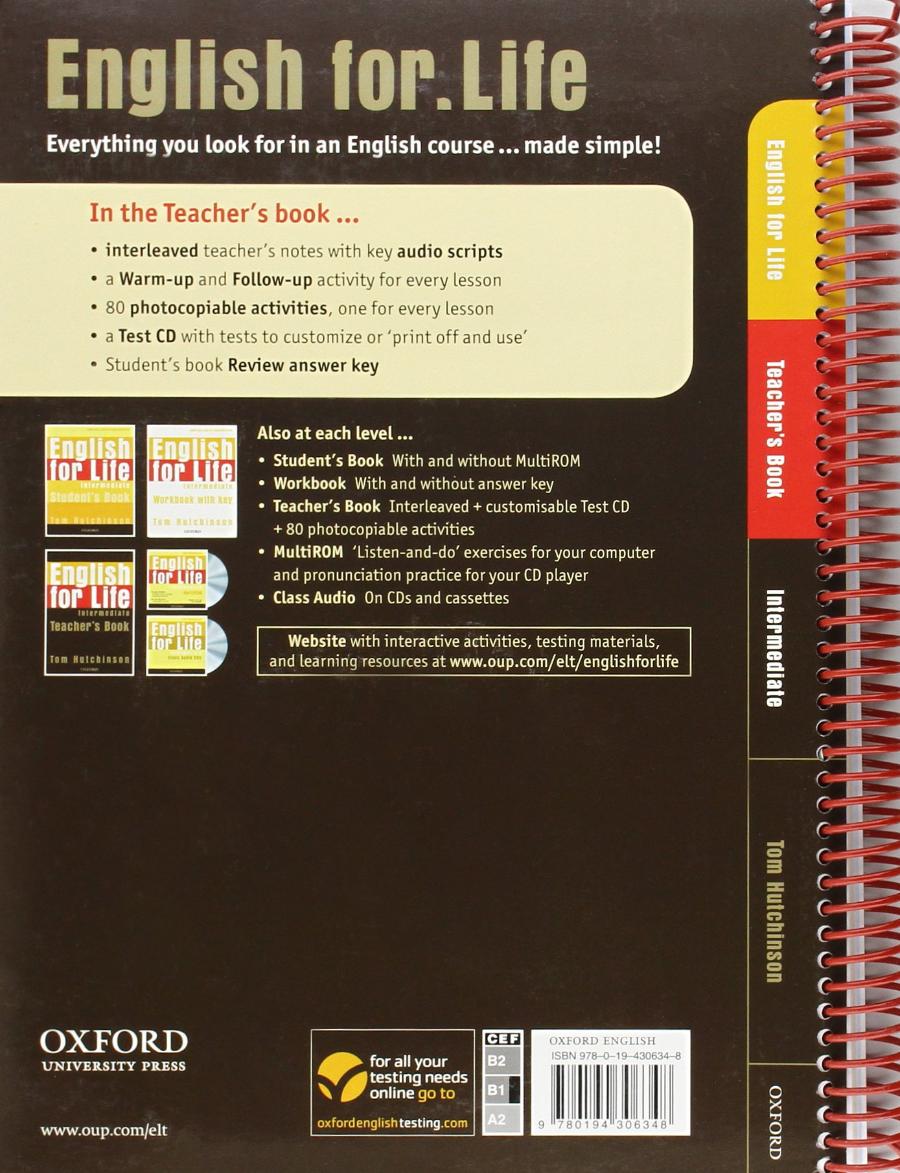 English for Life Intermediate Teacher's Book with Test CD-ROM
