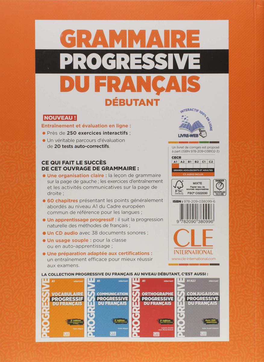 Grammaire Progressive du Francais 3eme edition Debutant A1 Livre + CD + web