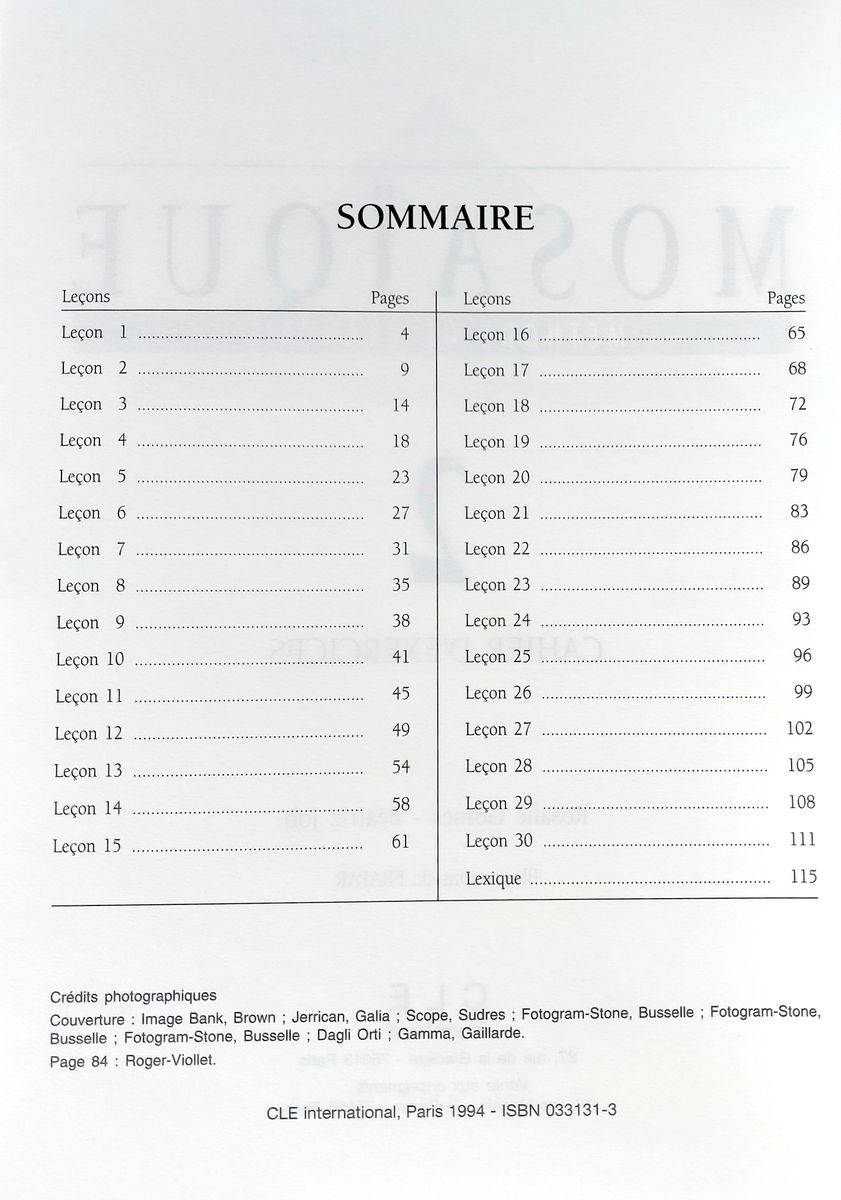 Mosaique niveau 2 Cahier d'exercices