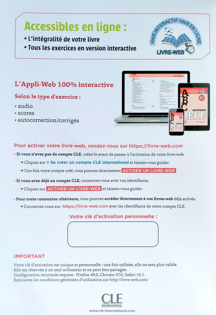 ABC DELF B2 Livre + CD + Entrainement en ligne