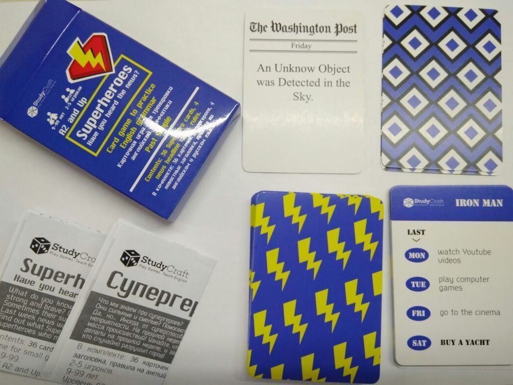 Карточная игра Superheroes Card Game to Practice English Grammar