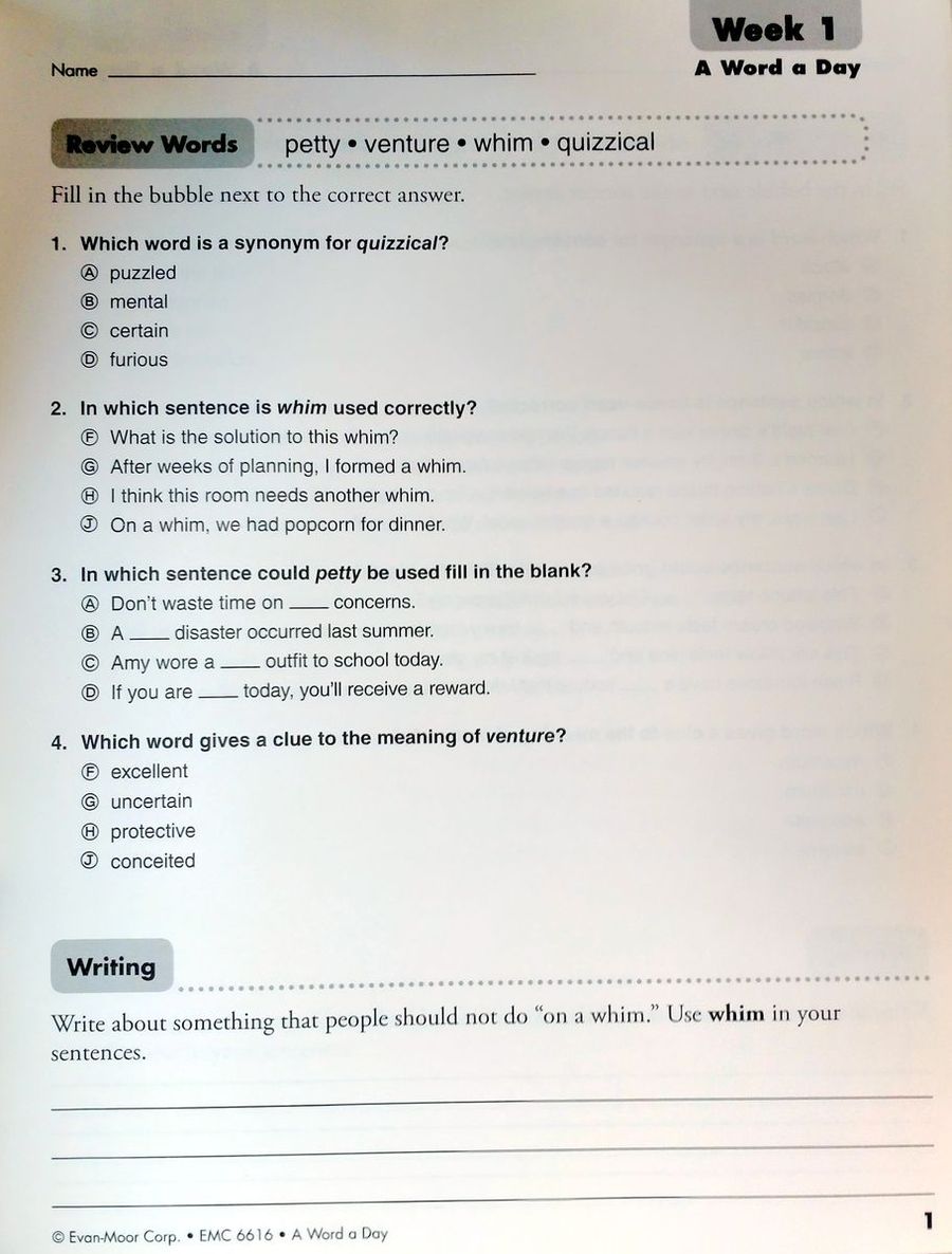 A Word a Day Grade 6 Student Workbook