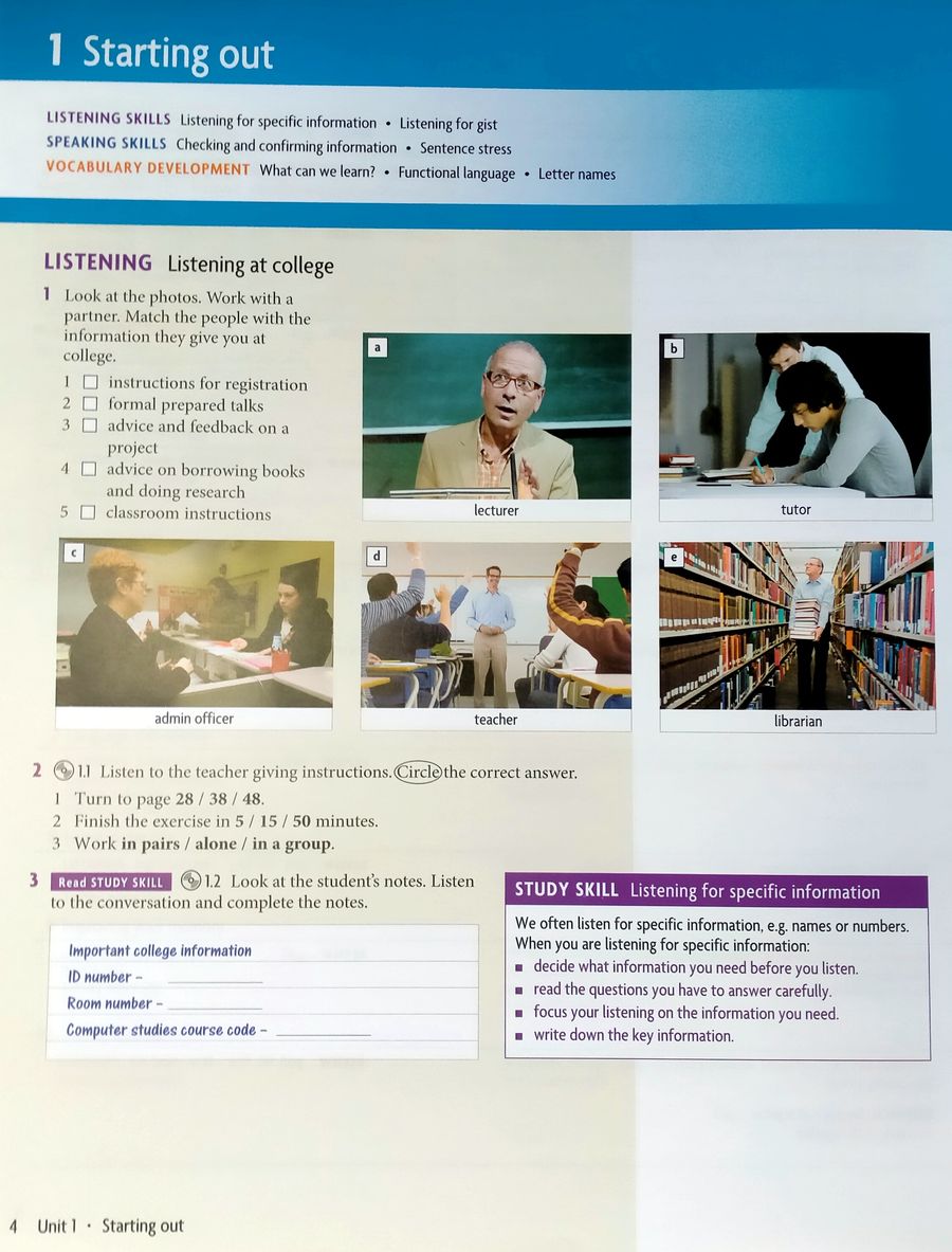 Headway Academic Skills Listening, Speaking and Study Skills 1 Student's Book