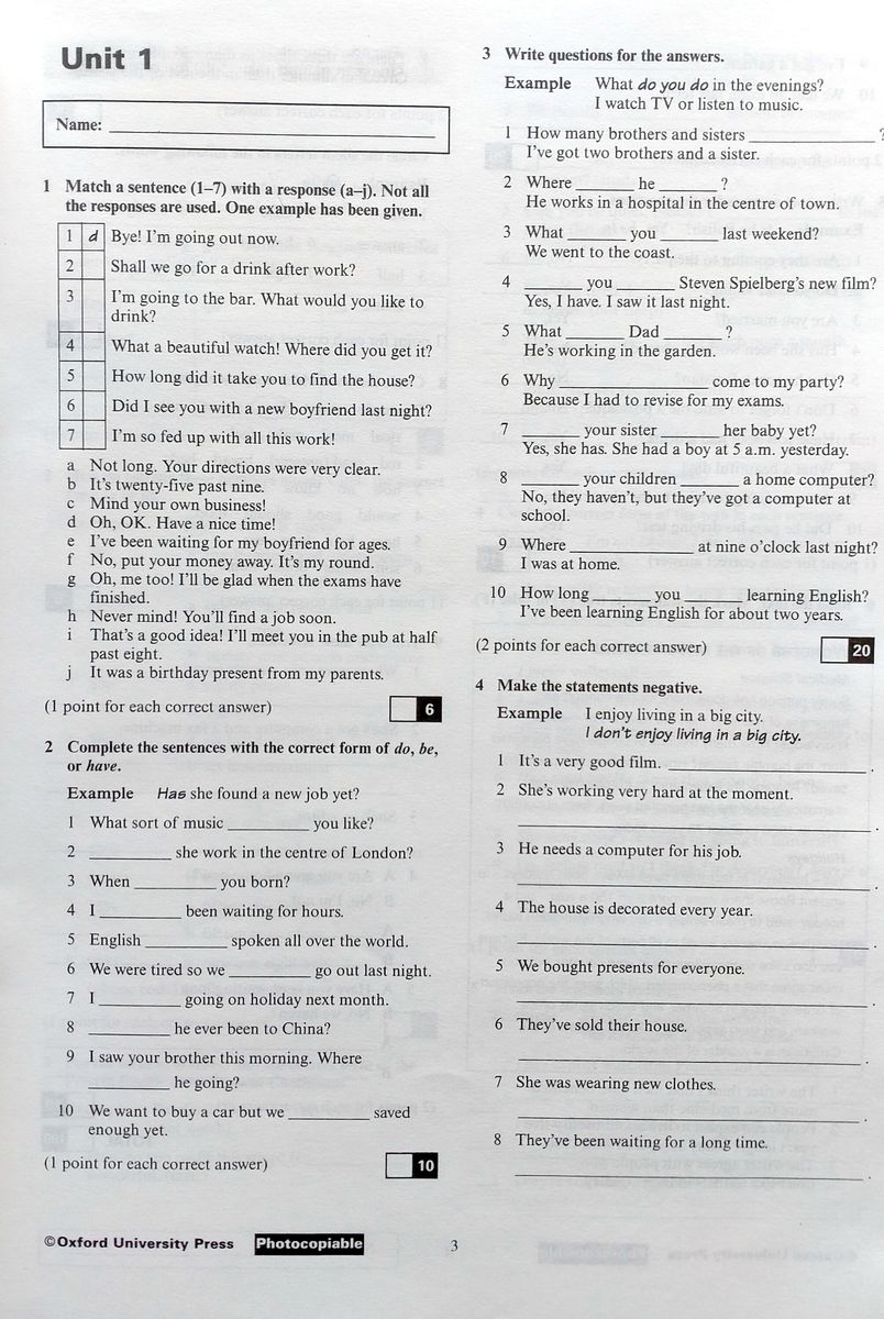 New Headway Intermediate Tests